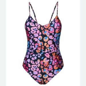 CUPSHE L One Piece Leopard Print Swimsuit Bathing Suit Tummy Control NWT
